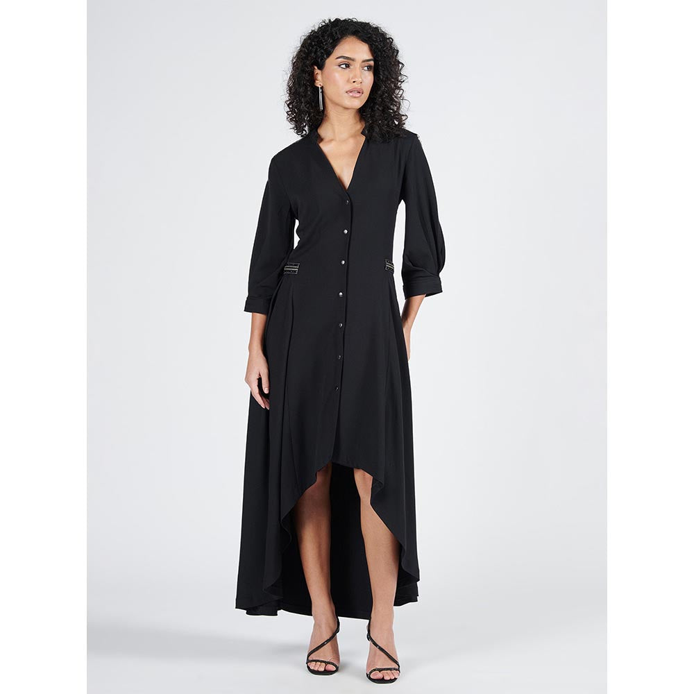 S&N by Shantnu Nikhil Womens Cotton Solid Black Dress