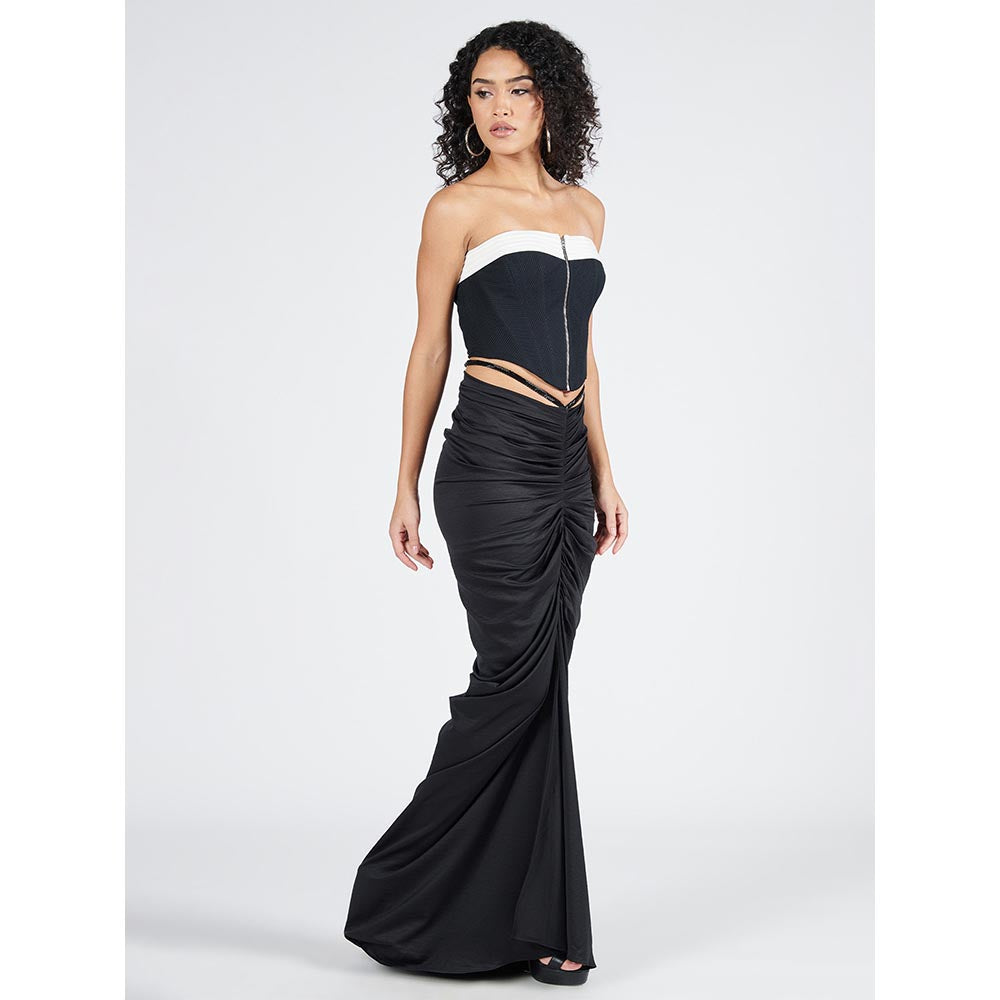 S&N by Shantnu Nikhil Black Twisted Drape Skirt
