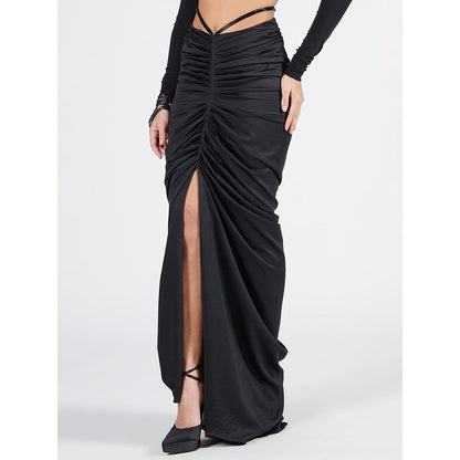 S&N by Shantnu Nikhil Black Twisted Drape Skirt