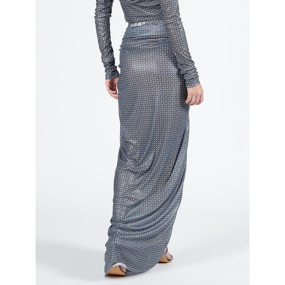 S&N by Shantnu Nikhil Braid Printed Twisted Drape Skirt