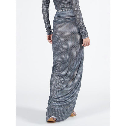S&N by Shantnu Nikhil Braid Printed Twisted Drape Skirt