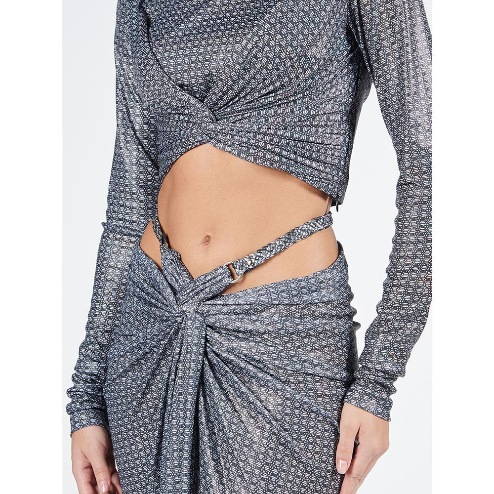 S&N by Shantnu Nikhil Braid Printed Twisted Drape Skirt