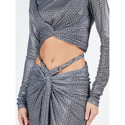 S&N by Shantnu Nikhil Braid Printed Twisted Drape Skirt