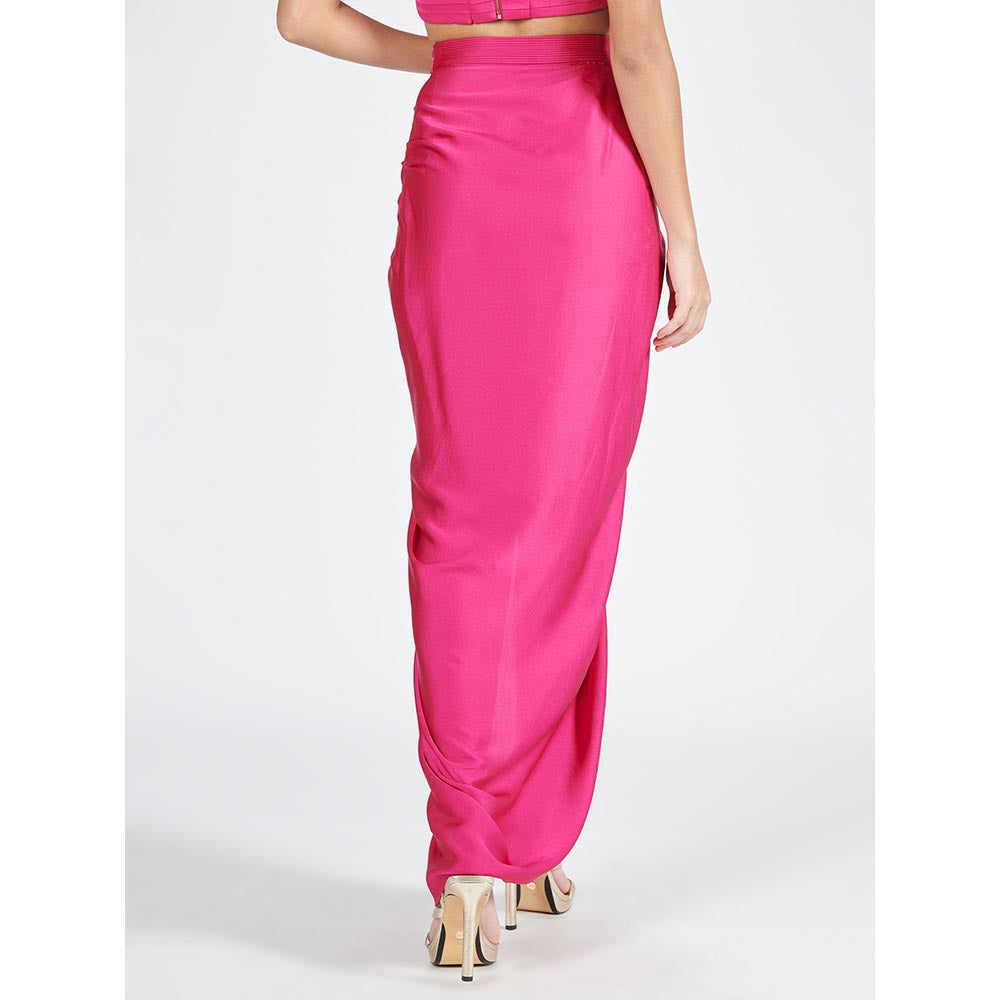 S&N by Shantnu Nikhil Pink Asymmetric Draped Skirt