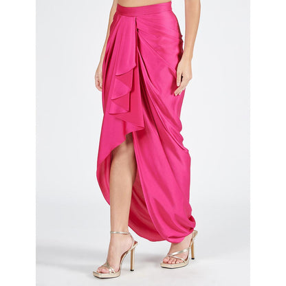 S&N by Shantnu Nikhil Pink Asymmetric Draped Skirt