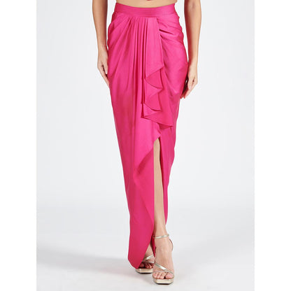 S&N by Shantnu Nikhil Pink Asymmetric Draped Skirt
