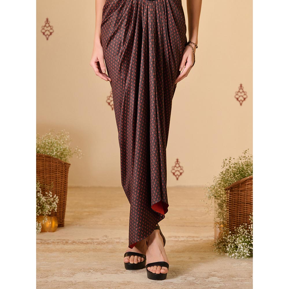 S&N by Shantnu Nikhil Adamas Printed Drape Skirt