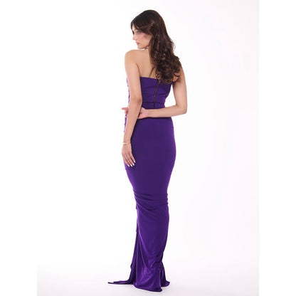 S&N by Shantnu Nikhil Purple Solid Draped Skirt