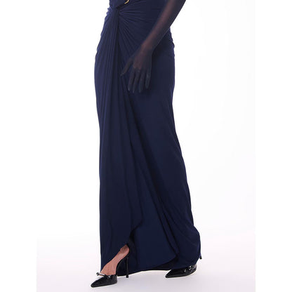 S&N by Shantnu Nikhil Navy Blue Solid Draped Skirt