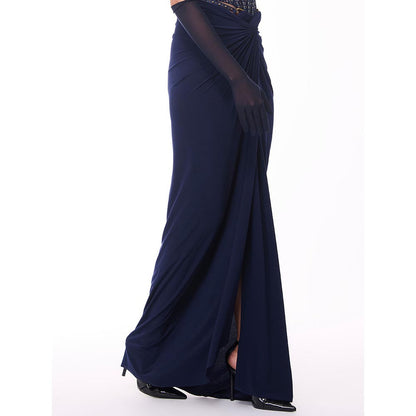 S&N by Shantnu Nikhil Navy Blue Solid Draped Skirt