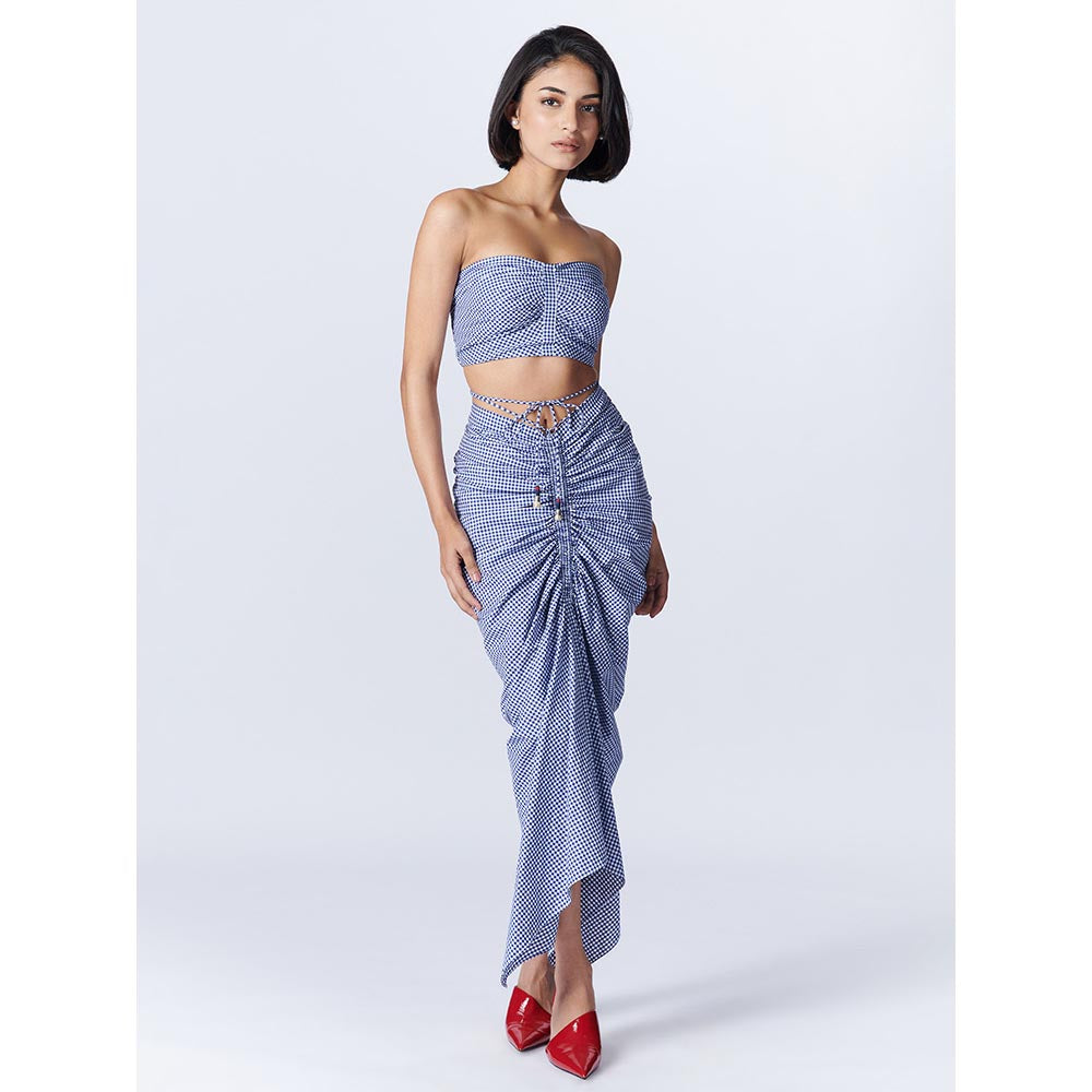 S&N by Shantnu Nikhil Womens Plaid Drape Skirt