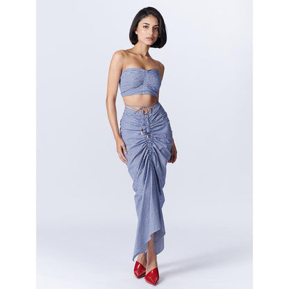 S&N by Shantnu Nikhil Womens Plaid Drape Skirt