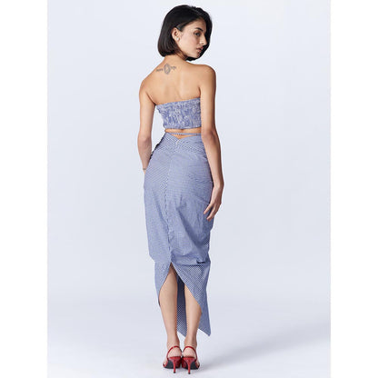 S&N by Shantnu Nikhil Womens Plaid Drape Skirt