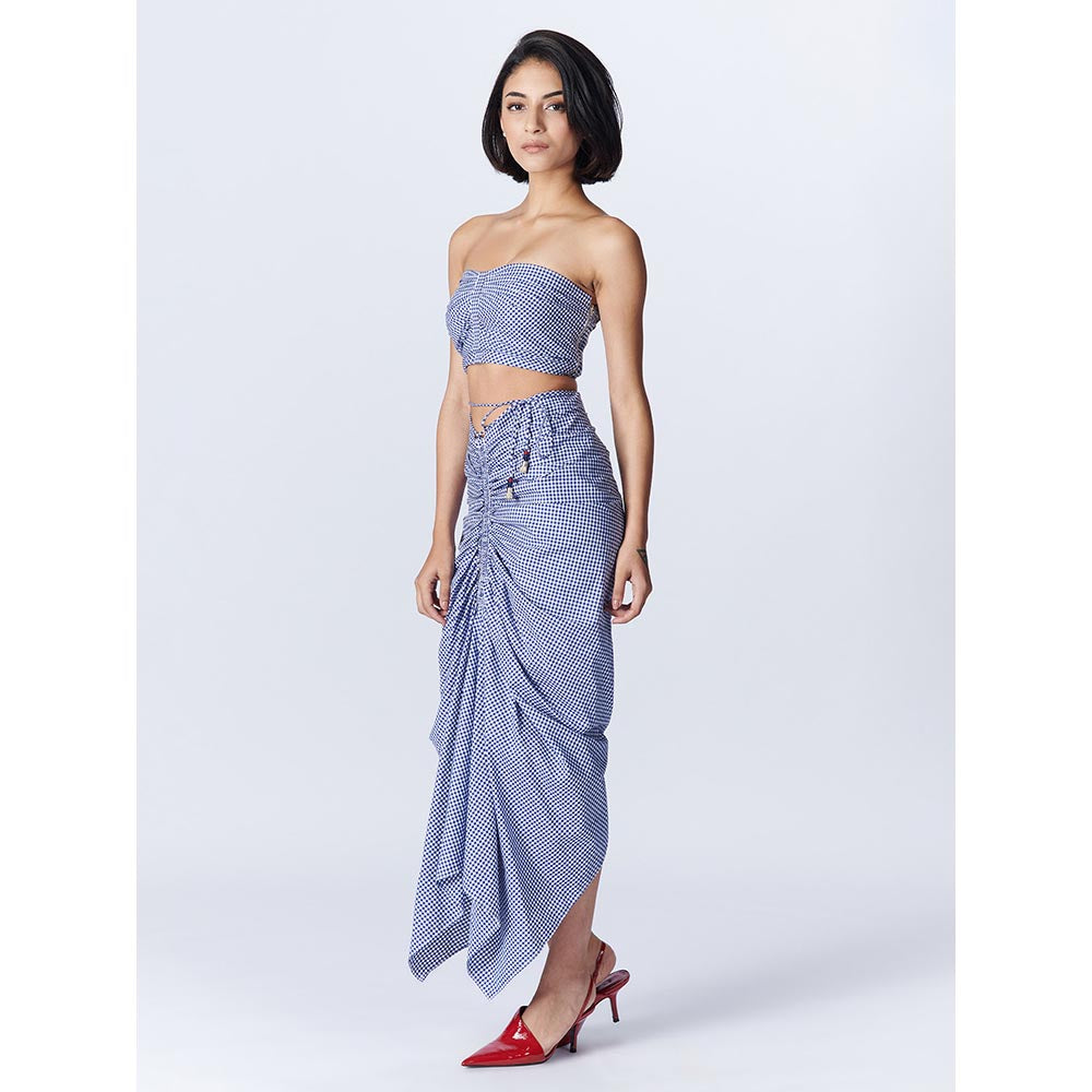 S&N by Shantnu Nikhil Womens Plaid Drape Skirt