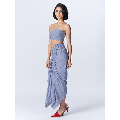 S&N by Shantnu Nikhil Womens Plaid Drape Skirt