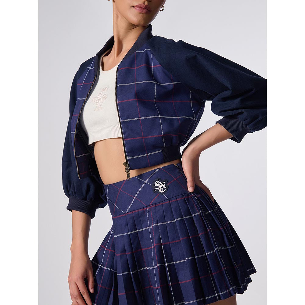 S&N by Shantnu Nikhil Womens Plaid Pleated Skirt