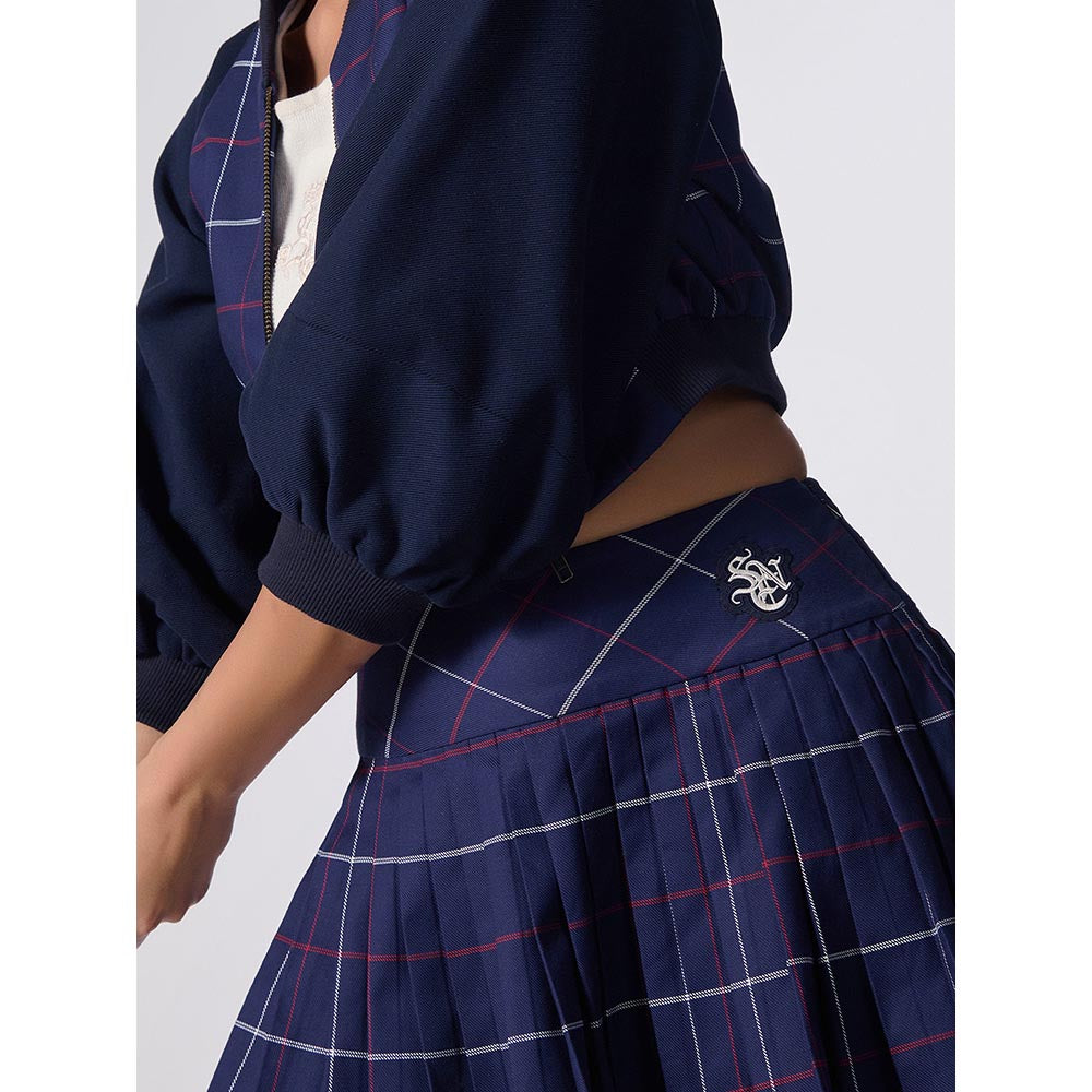 S&N by Shantnu Nikhil Womens Plaid Pleated Skirt