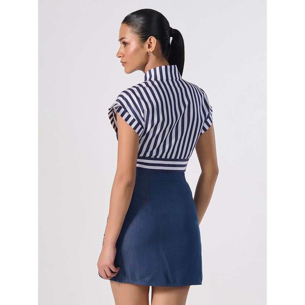 S&N by Shantnu Nikhil Womens Blue Solid Mini Skirt