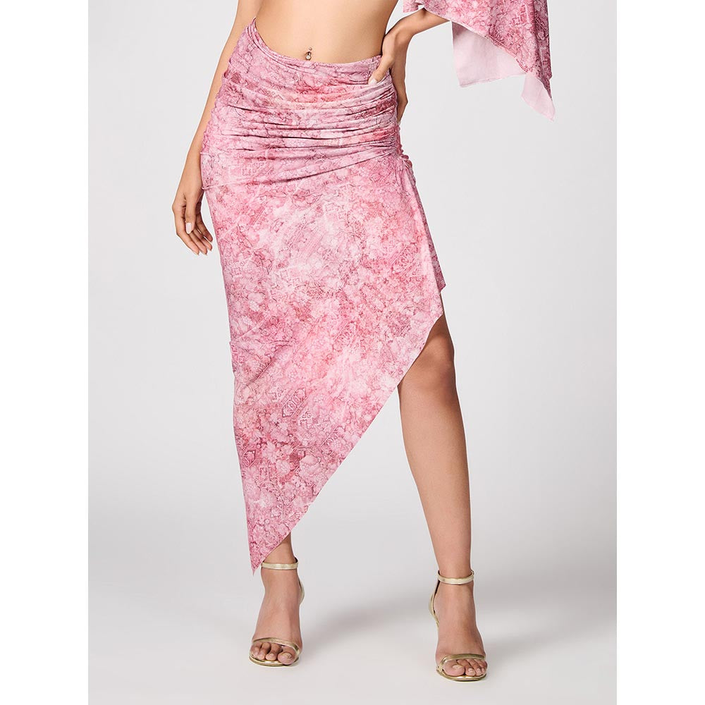 S&N by Shantnu Nikhil Pink Printed Gathered Skirt