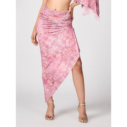 S&N by Shantnu Nikhil Pink Printed Gathered Skirt