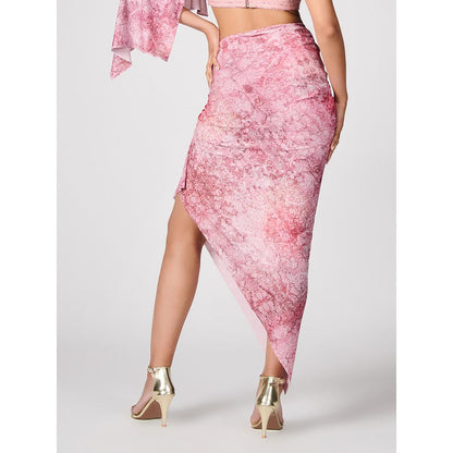 S&N by Shantnu Nikhil Pink Printed Gathered Skirt