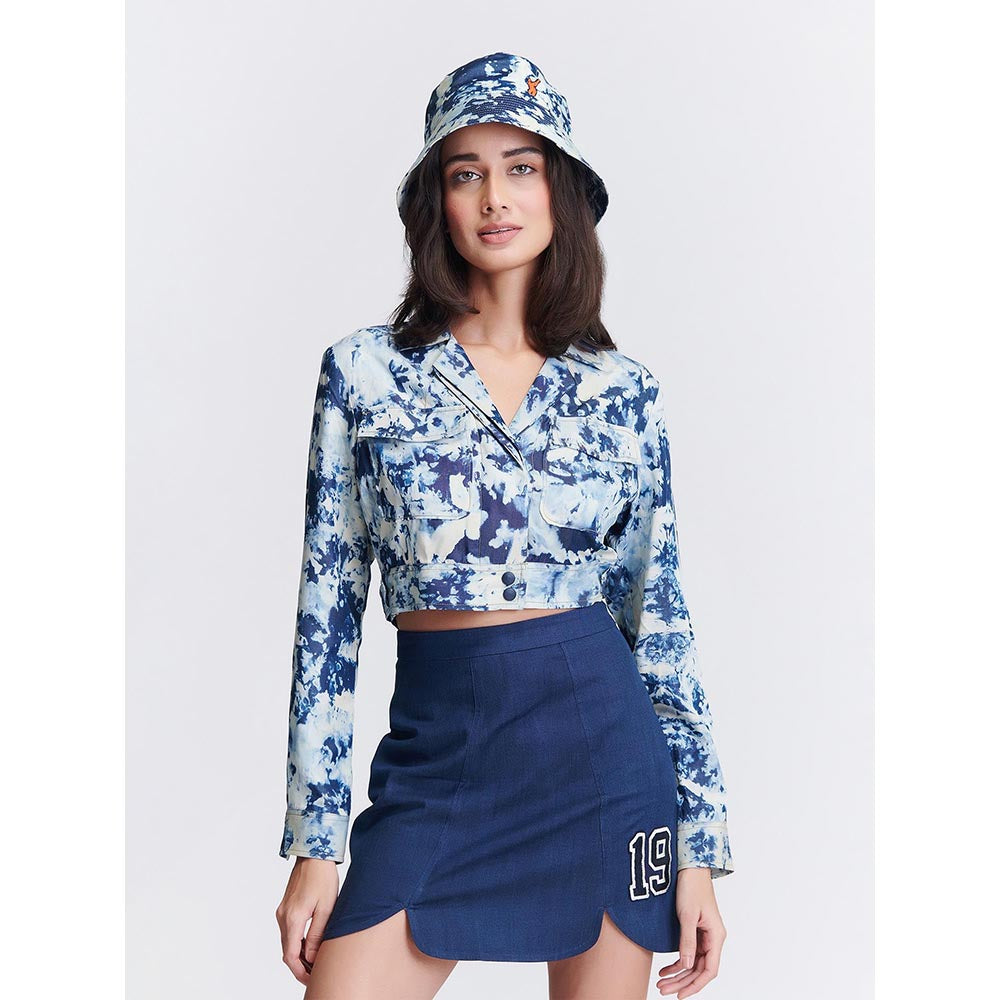 S&N by Shantnu Nikhil Sncc Demin Navy Blue Crop Jacket