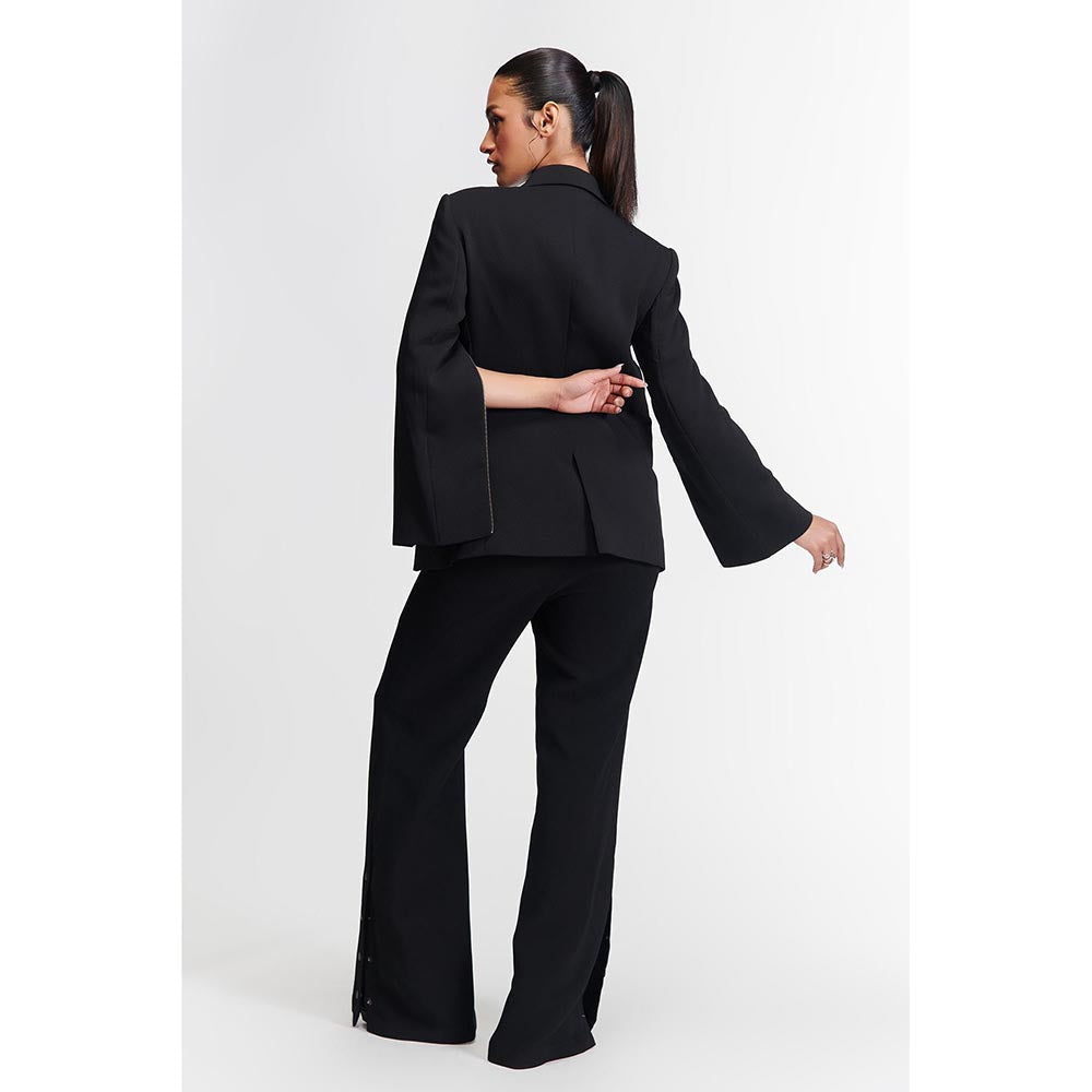 S&N by Shantnu Nikhil Black Anti-Trend Zipped Blazer