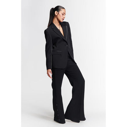 S&N by Shantnu Nikhil Black Anti-Trend Zipped Blazer