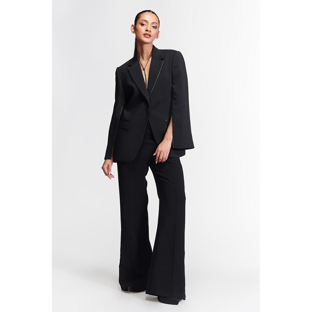 S&N by Shantnu Nikhil Black Anti-Trend Zipped Blazer