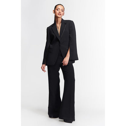S&N by Shantnu Nikhil Black Anti-Trend Zipped Blazer