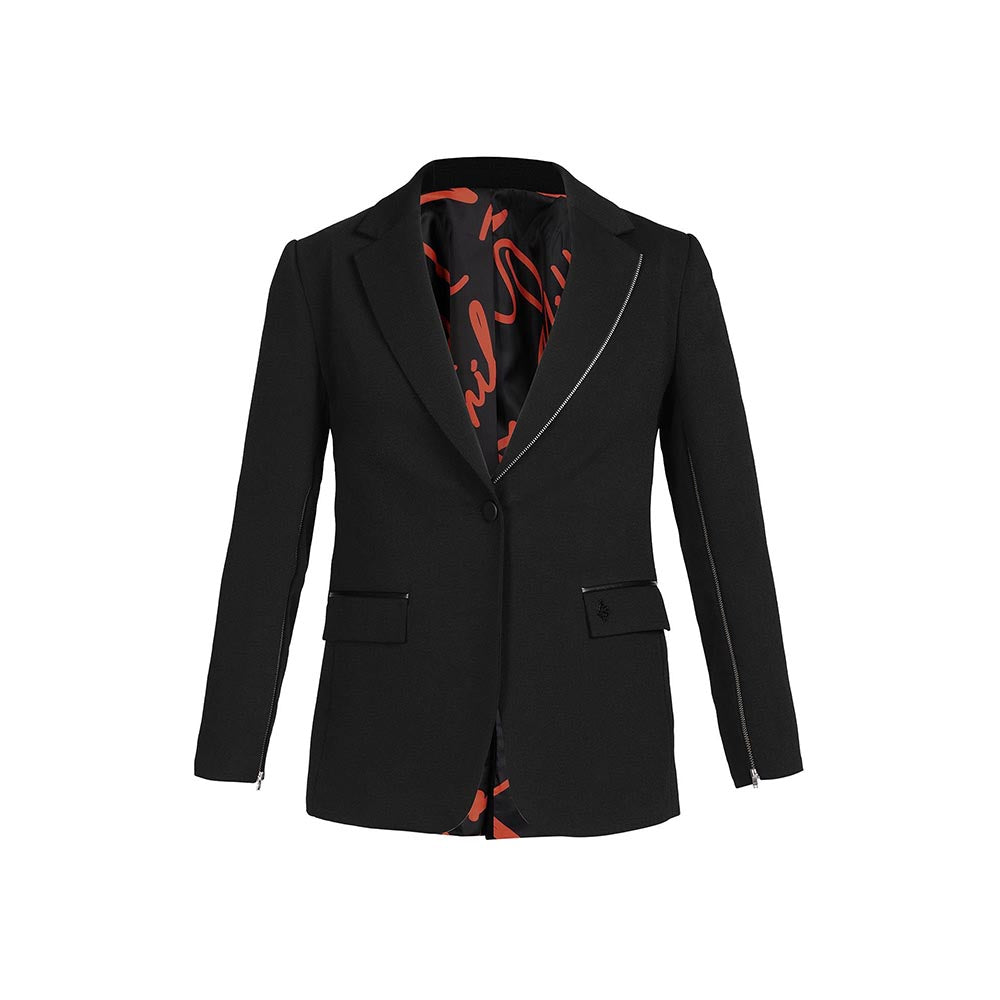 S&N by Shantnu Nikhil Black Anti-Trend Zipped Blazer