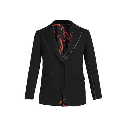 S&N by Shantnu Nikhil Black Anti-Trend Zipped Blazer