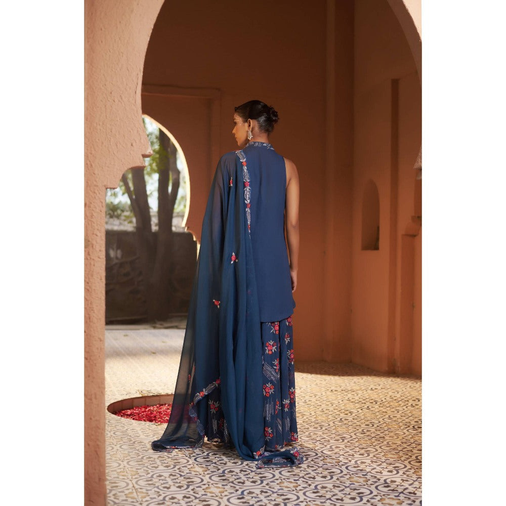 Sonia Khatri Blue Orchid Sharara with Kurta and Dupatta (Set of 3)