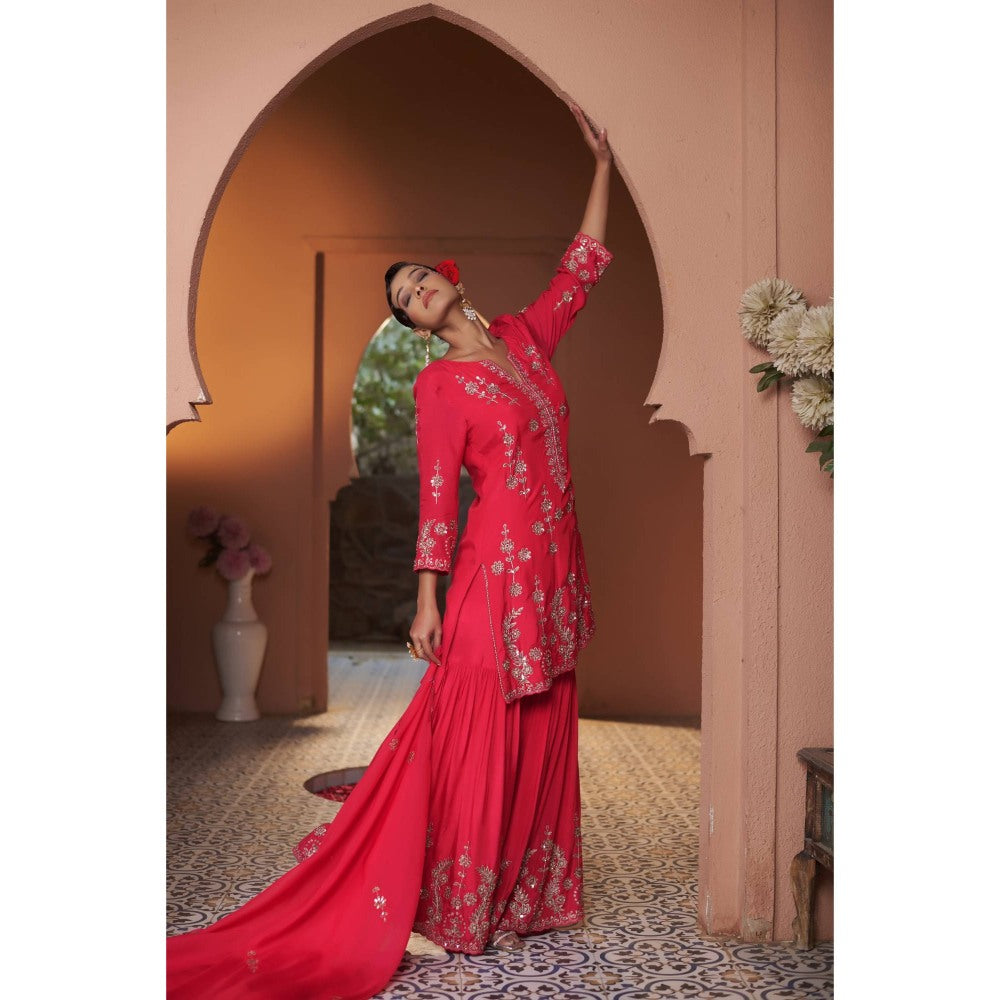 Sonia Khatri Pink Dahlia Sharara with Kurta and Dupatta (Set of 3)