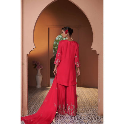 Sonia Khatri Pink Dahlia Sharara with Kurta and Dupatta (Set of 3)