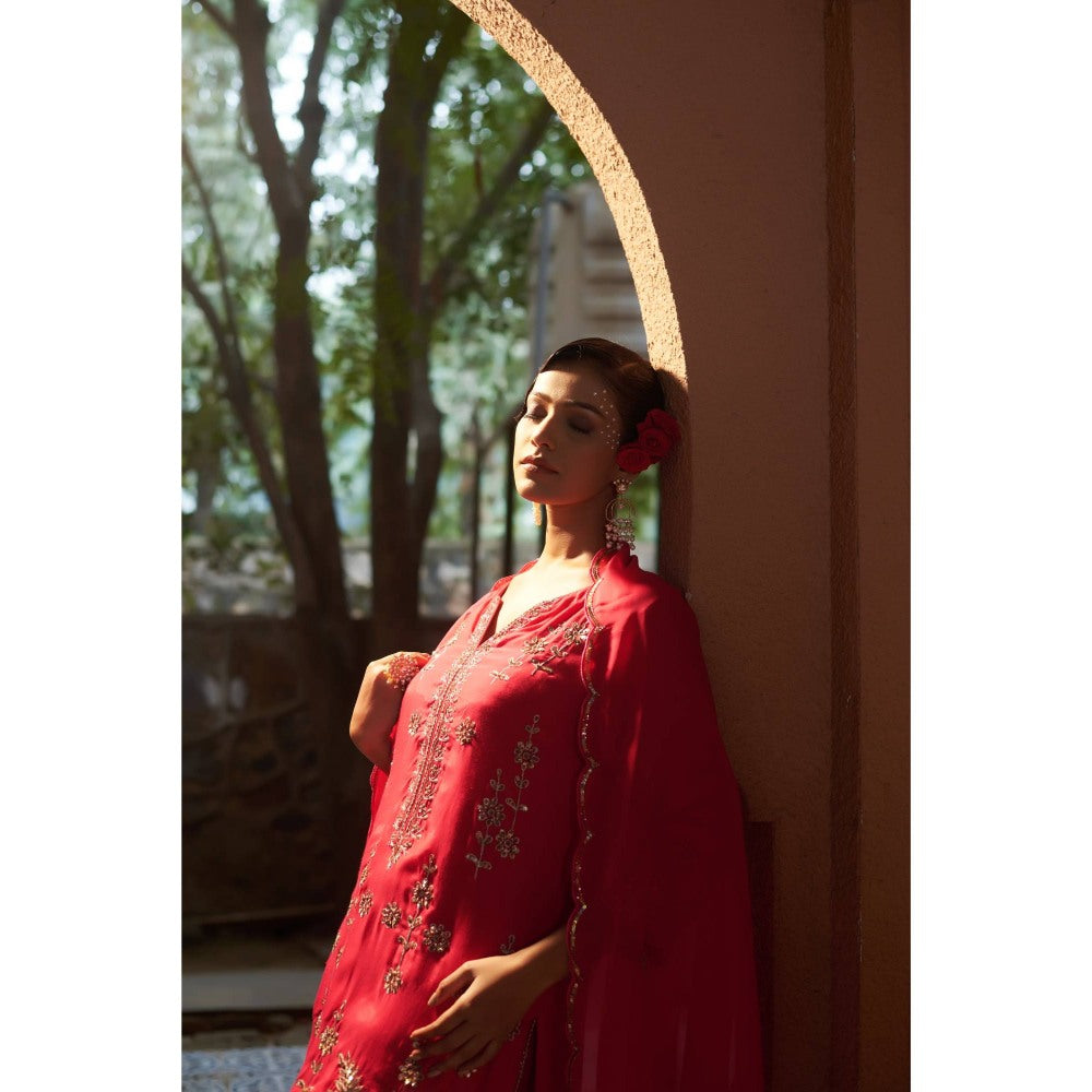 Sonia Khatri Pink Dahlia Sharara with Kurta and Dupatta (Set of 3)