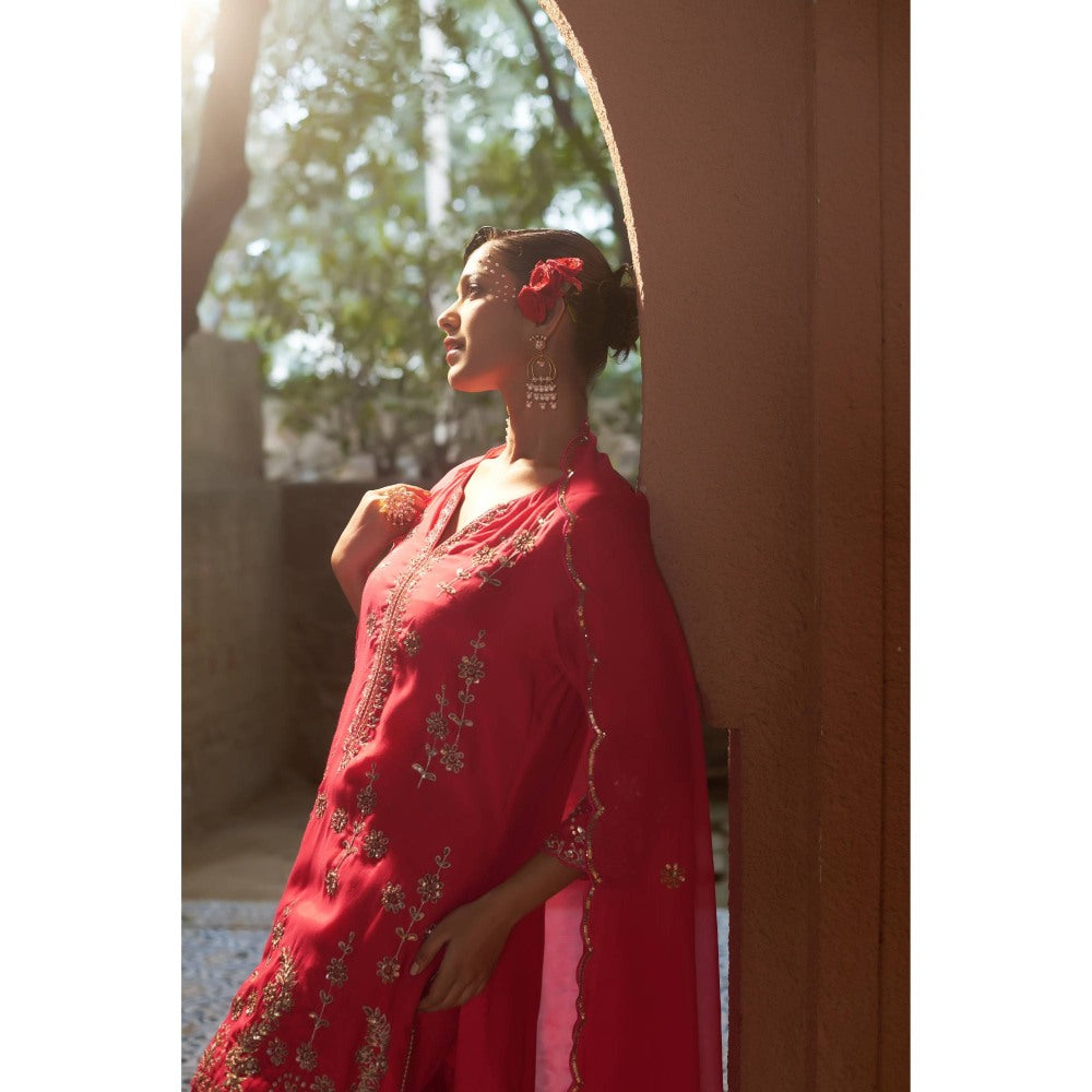 Sonia Khatri Pink Dahlia Sharara with Kurta and Dupatta (Set of 3)