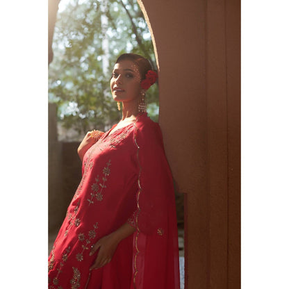Sonia Khatri Pink Dahlia Sharara with Kurta and Dupatta (Set of 3)