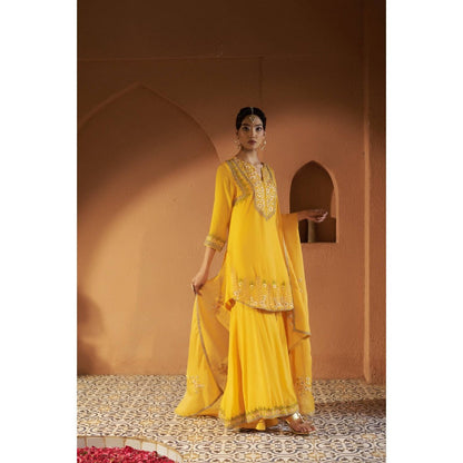 Sonia Khatri Yellow Azalea Sharara with Kurta and Dupatta (Set of 3)