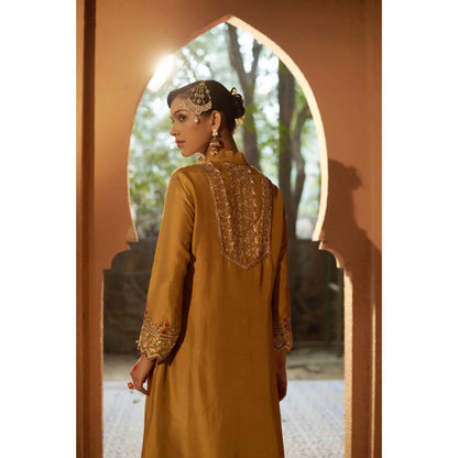 Sonia Khatri Golden Primrose High-Low Kurta with Pant (Set of 2)