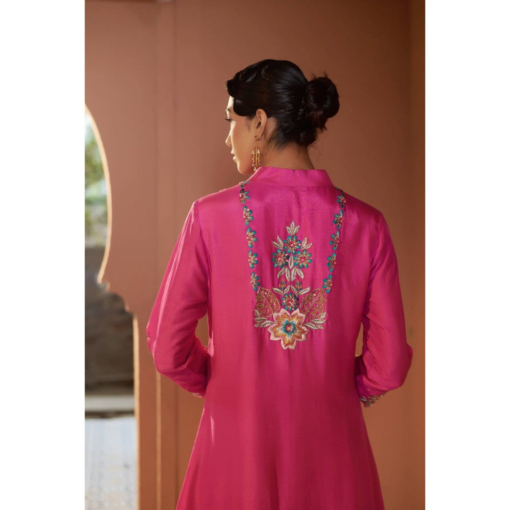 Sonia Khatri Pink Petunia High-Low Kurta with Pant and Dupatta (Set of 2)