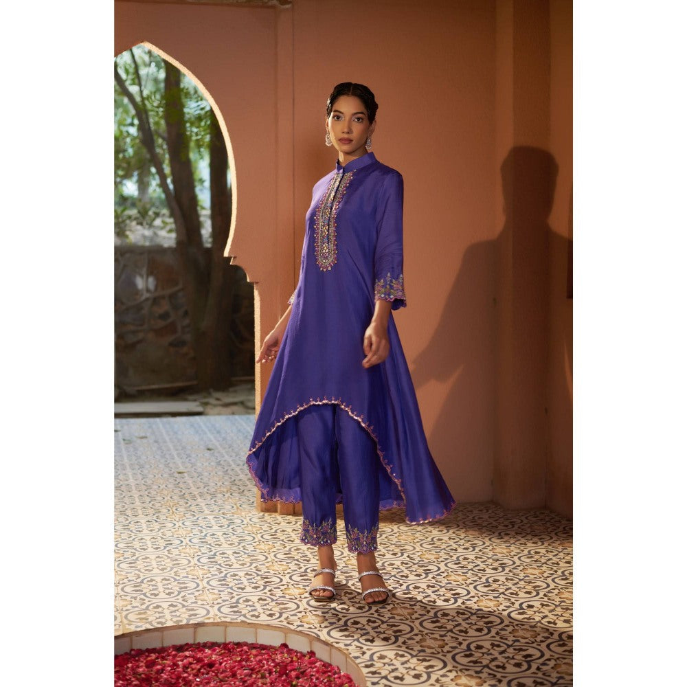 Sonia Khatri Blue Viola High-Low Kurta with Pant (Set of 2)