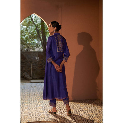 Sonia Khatri Blue Viola High-Low Kurta with Pant (Set of 2)
