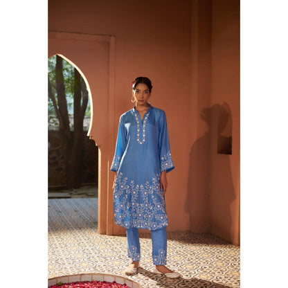 Sonia Khatri Blue Embroidered Kurta with Pant (Set of 2)