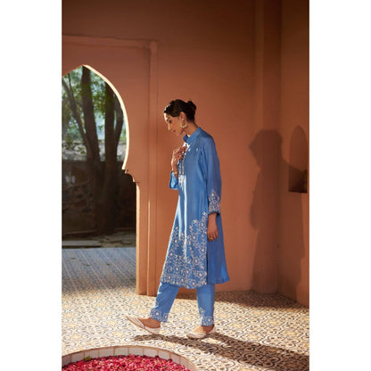 Sonia Khatri Blue Embroidered Kurta with Pant (Set of 2)
