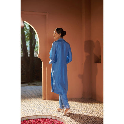 Sonia Khatri Blue Embroidered Kurta with Pant (Set of 2)