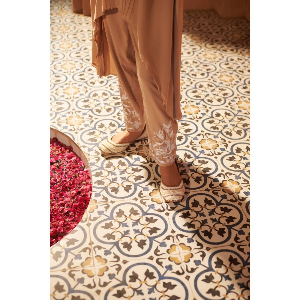 Sonia Khatri Beige Cashmere High-Low Kurta with Pant (Set of 2)