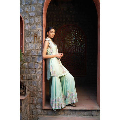Sonia Khatri Summer Green Sharara with Kurta and Dupatta (Set of 3)