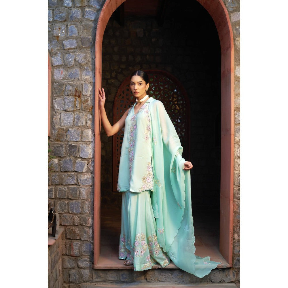 Sonia Khatri Summer Green Sharara with Kurta and Dupatta (Set of 3)