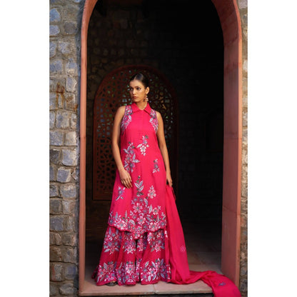 Sonia Khatri Debian Pink Sharara with Kurta and Dupatta (Set of 3)